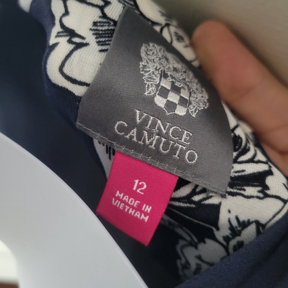 Vince Camuto Navy Floral Wrap Dress, Size 12 - Picture 2 of 5